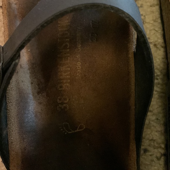 Birkenstock Gizeh Birko-Flor leather dark silver / grey metallic sandals - Picture 3 of 4